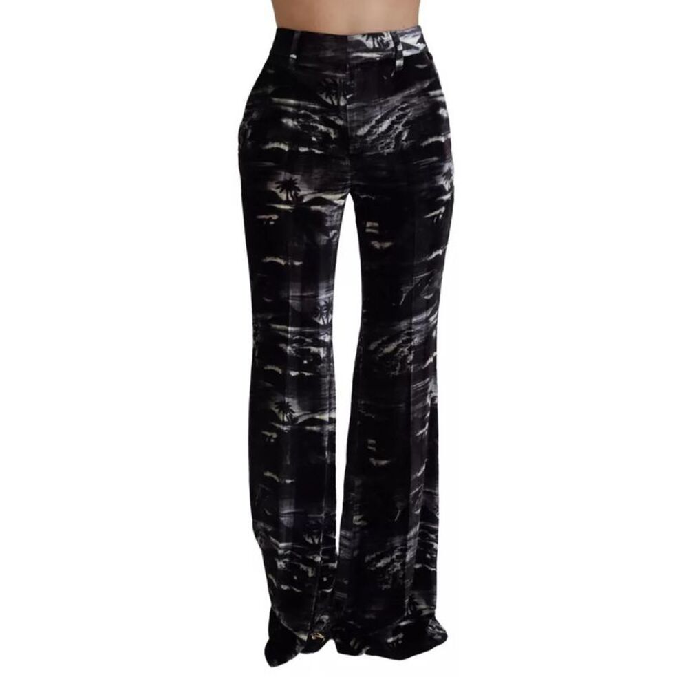 Dsquared² Black Printed High Waist Super Flare Women's Pants